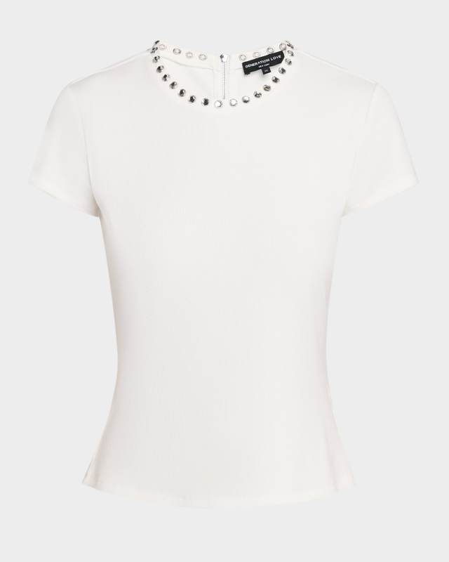 Tate Embellished Short-Sleeve Top